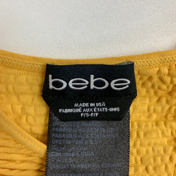 Bebe Bodycon Dress Womens PS Petite Small Sunflower Textured Cutout Back Fitted - Picture 9 of 14